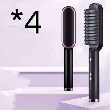 New 2 In 1 Hair Straightener Hot Comb Negative Ion Curling Tong Dual - purpose Electric Hair Brush - Oopsdadforgot.com