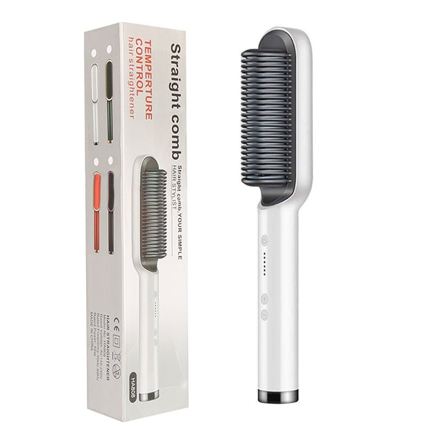New 2 In 1 Hair Straightener Hot Comb Negative Ion Curling Tong Dual - purpose Electric Hair Brush - Oopsdadforgot.com