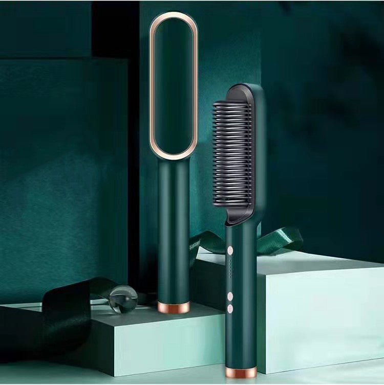 New 2 In 1 Hair Straightener Hot Comb Negative Ion Curling Tong Dual - purpose Electric Hair Brush - Oopsdadforgot.com
