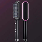 New 2 In 1 Hair Straightener Hot Comb Negative Ion Curling Tong Dual - purpose Electric Hair Brush - Oopsdadforgot.com