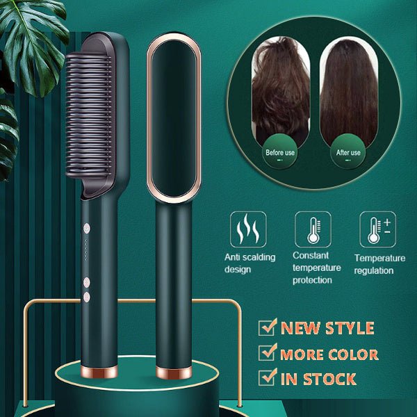 New 2 In 1 Hair Straightener Hot Comb Negative Ion Curling Tong Dual - purpose Electric Hair Brush - Oopsdadforgot.com