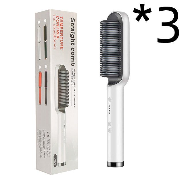 New 2 In 1 Hair Straightener Hot Comb Negative Ion Curling Tong Dual - purpose Electric Hair Brush - Oopsdadforgot.com