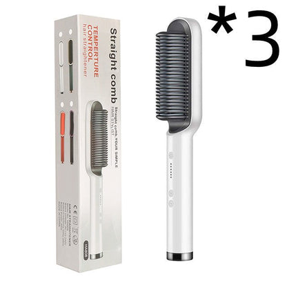 New 2 In 1 Hair Straightener Hot Comb Negative Ion Curling Tong Dual - purpose Electric Hair Brush - Oopsdadforgot.com