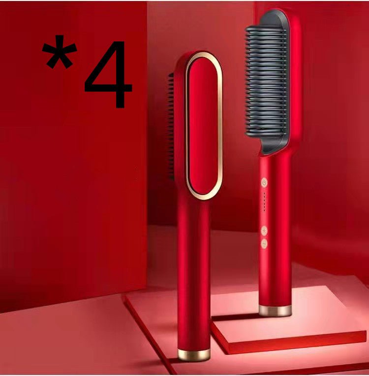 New 2 In 1 Hair Straightener Hot Comb Negative Ion Curling Tong Dual - purpose Electric Hair Brush - Oopsdadforgot.com