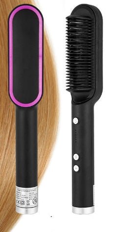 New 2 In 1 Hair Straightener Hot Comb Negative Ion Curling Tong Dual - purpose Electric Hair Brush - Oopsdadforgot.com