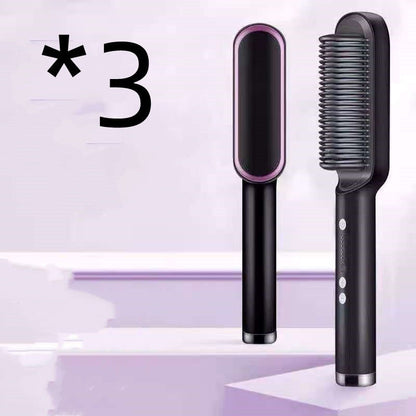 New 2 In 1 Hair Straightener Hot Comb Negative Ion Curling Tong Dual - purpose Electric Hair Brush - Oopsdadforgot.com