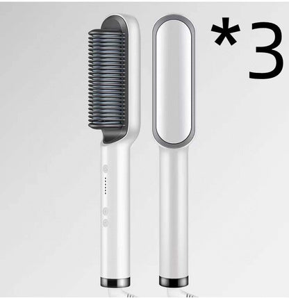 New 2 In 1 Hair Straightener Hot Comb Negative Ion Curling Tong Dual - purpose Electric Hair Brush - Oopsdadforgot.com