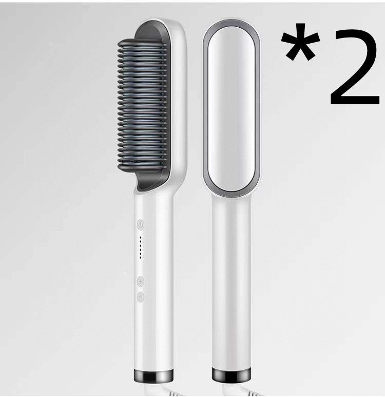 New 2 In 1 Hair Straightener Hot Comb Negative Ion Curling Tong Dual - purpose Electric Hair Brush - Oopsdadforgot.com