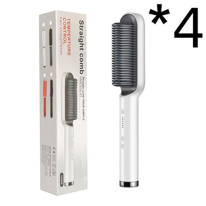 New 2 In 1 Hair Straightener Hot Comb Negative Ion Curling Tong Dual - purpose Electric Hair Brush - Oopsdadforgot.com