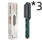 New 2 In 1 Hair Straightener Hot Comb Negative Ion Curling Tong Dual - purpose Electric Hair Brush - Oopsdadforgot.com