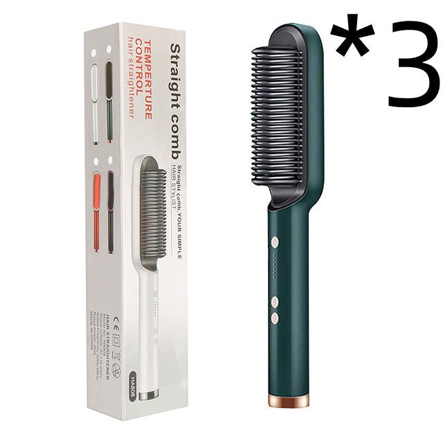 New 2 In 1 Hair Straightener Hot Comb Negative Ion Curling Tong Dual - purpose Electric Hair Brush - Oopsdadforgot.com