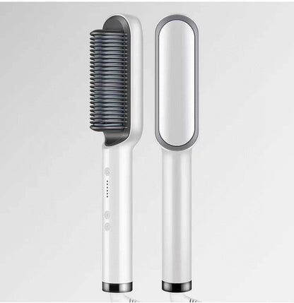 New 2 In 1 Hair Straightener Hot Comb Negative Ion Curling Tong Dual - purpose Electric Hair Brush - Oopsdadforgot.com