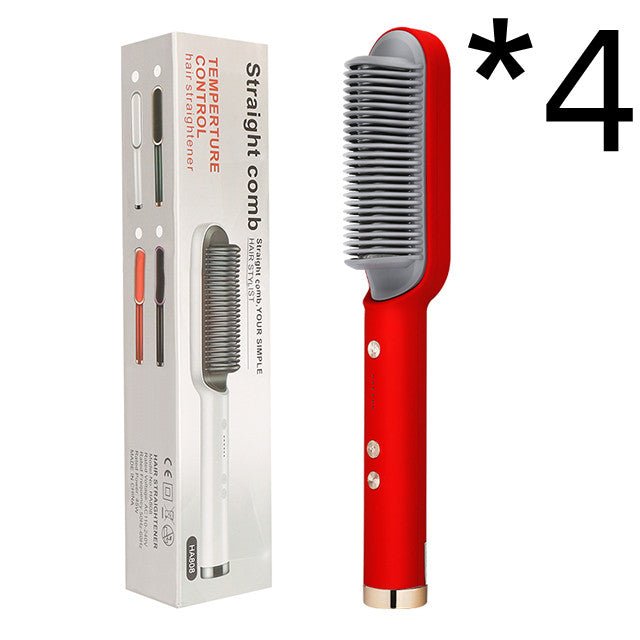 New 2 In 1 Hair Straightener Hot Comb Negative Ion Curling Tong Dual - purpose Electric Hair Brush - Oopsdadforgot.com