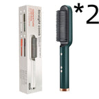 New 2 In 1 Hair Straightener Hot Comb Negative Ion Curling Tong Dual - purpose Electric Hair Brush - Oopsdadforgot.com