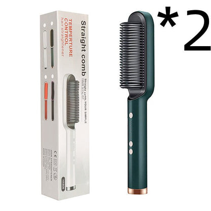 New 2 In 1 Hair Straightener Hot Comb Negative Ion Curling Tong Dual - purpose Electric Hair Brush - Oopsdadforgot.com