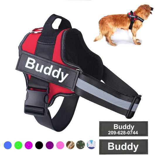Personalized Dog Harness NO PULL Reflective Breathable Adjustable Pet Harness Vest For Small Large Dog Custom Patch Pet Supplies - Oopsdadforgot.com