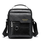 Popular Men's Messenger Bag One Shoulder Retro Business Backpack PU Leather Flaps Crossbody Bags Business Flap Male Solid Travel Bag - Oopsdadforgot.com