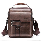 Popular Men's Messenger Bag One Shoulder Retro Business Backpack PU Leather Flaps Crossbody Bags Business Flap Male Solid Travel Bag - Oopsdadforgot.com