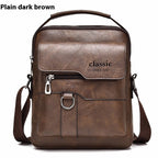 Popular Men's Messenger Bag One Shoulder Retro Business Backpack PU Leather Flaps Crossbody Bags Business Flap Male Solid Travel Bag - Oopsdadforgot.com