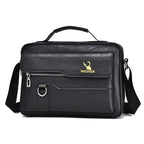Popular Men's Messenger Bag One Shoulder Retro Business Backpack PU Leather Flaps Crossbody Bags Business Flap Male Solid Travel Bag - Oopsdadforgot.com