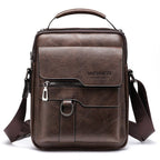Popular Men's Messenger Bag One Shoulder Retro Business Backpack PU Leather Flaps Crossbody Bags Business Flap Male Solid Travel Bag - Oopsdadforgot.com