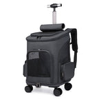 Portable Folding Trolley Pet Backpack Traveling Cat Backpack With Universal Wheel Trolley Pet Bag - Oopsdadforgot.com