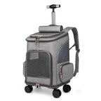 Portable Folding Trolley Pet Backpack Traveling Cat Backpack With Universal Wheel Trolley Pet Bag - Oopsdadforgot.com