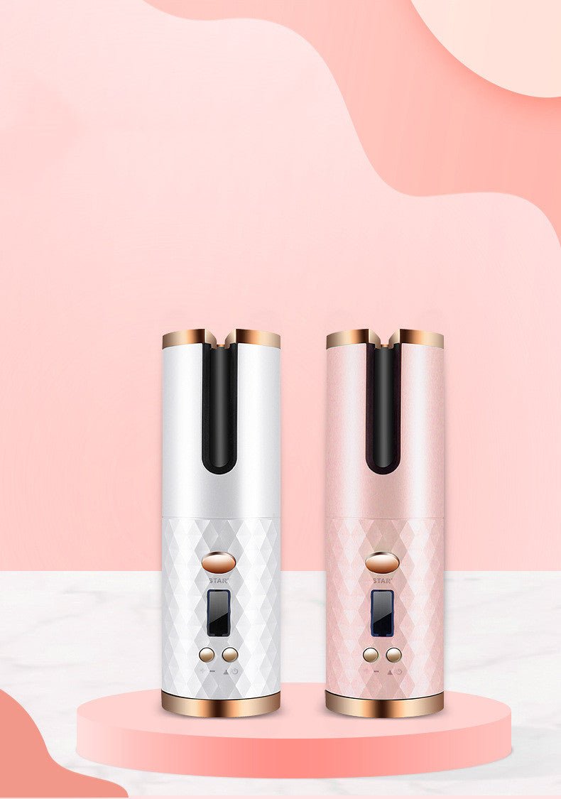 Rechargeable Automatic Hair Curler Women Portable Hair Curling Iron LCD Display Ceramic Curly Rotating Curling Wave Styer - Oopsdadforgot.com