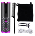 Rechargeable Automatic Hair Curler Women Portable Hair Curling Iron LCD Display Ceramic Curly Rotating Curling Wave Styer - Oopsdadforgot.com