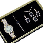 Roman Pattern Diamond - embedded Women's Watch Jewelry Gift Set Bracelet Watch Women's Light Luxury Full Diamond Good - looking - Oopsdadforgot.com