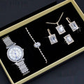 Roman Pattern Diamond - embedded Women's Watch Jewelry Gift Set Bracelet Watch Women's Light Luxury Full Diamond Good - looking - Oopsdadforgot.com