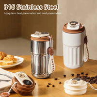 Smart Digital Thermal Bottle Portable Coffee Mug Stainless Steel Water Bottle In - Car Insulated Cup Keep Cold Vacuum Flasks 450ml - Oopsdadforgot.com