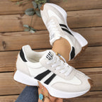 Stripe Lace - up Sneakers Women's Thick Bottom Casual Shoes Breathable Sports Shoes - Oopsdadforgot.com