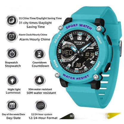 Students Dual - display Luminous Chronograph Watch For Hiking - Oopsdadforgot.com