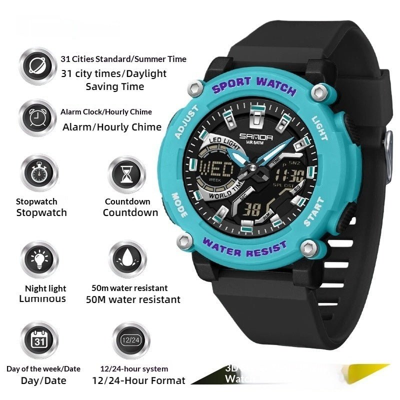 Students Dual - display Luminous Chronograph Watch For Hiking - Oopsdadforgot.com