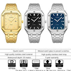 Stylish Mens Stainless Steel Square Watch - Oopsdadforgot.com