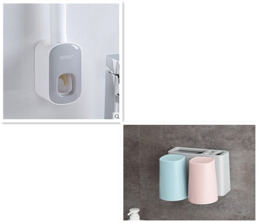 Wall Mounted Automatic Toothpaste Holder Bathroom Accessories Set Dispenser - Oopsdadforgot.com
