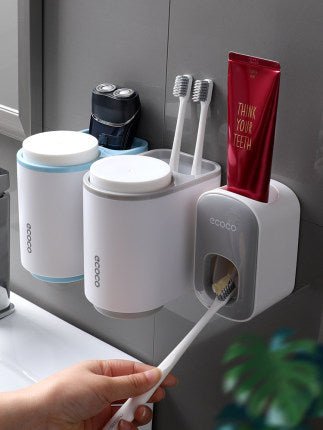 Wall Mounted Automatic Toothpaste Holder Bathroom Accessories Set Dispenser - Oopsdadforgot.com