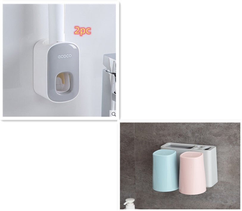Wall Mounted Automatic Toothpaste Holder Bathroom Accessories Set Dispenser - Oopsdadforgot.com