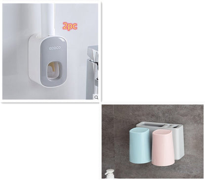 Wall Mounted Automatic Toothpaste Holder Bathroom Accessories Set Dispenser - Oopsdadforgot.com