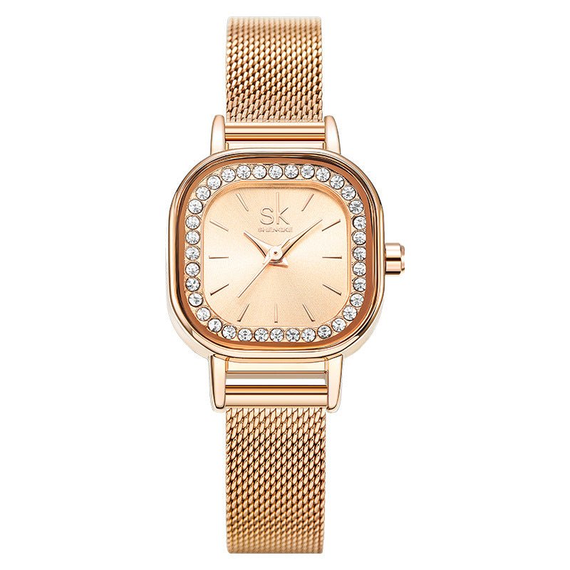 Watch Women's Square Mesh Belt With Diamond Watch - Oopsdadforgot.com