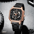 Waterproof Square Couples Multifunctional Calendar Steel - Strap Fashion Watch - Oopsdadforgot.com