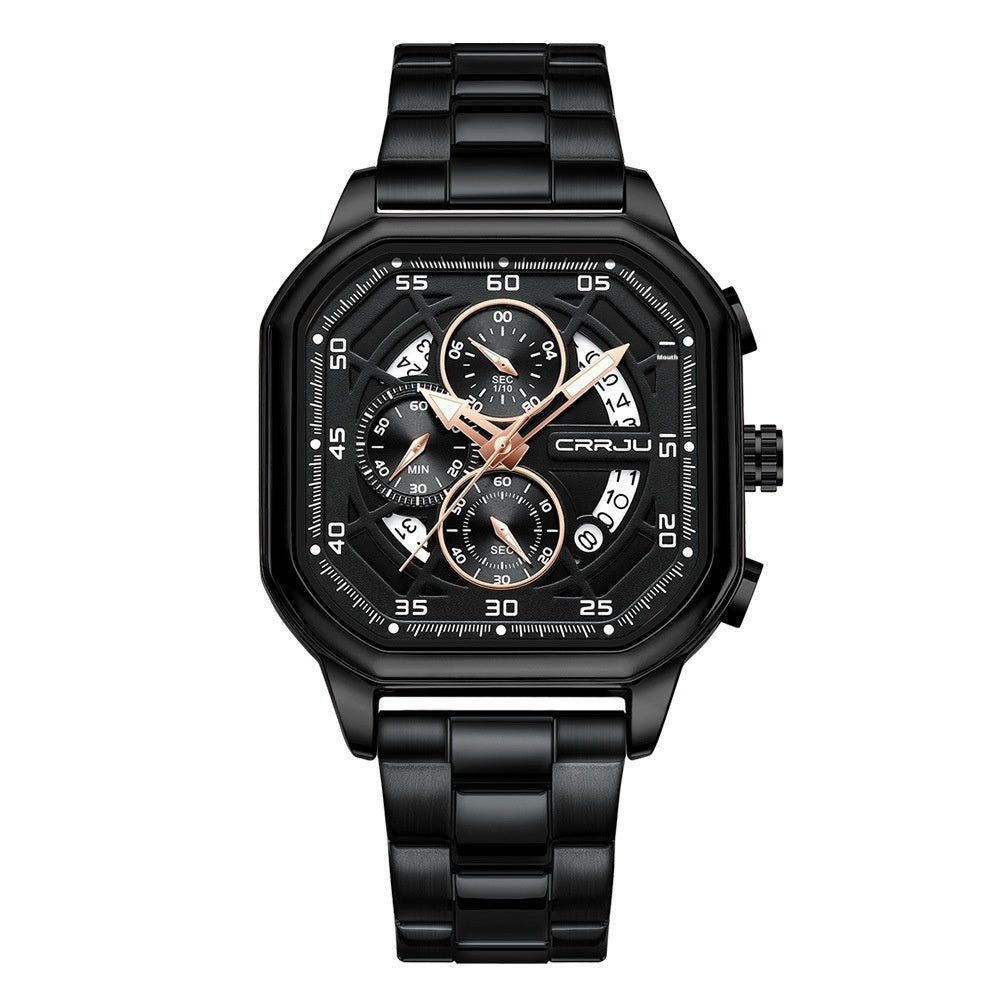 Waterproof Square Couples Multifunctional Calendar Steel - Strap Fashion Watch - Oopsdadforgot.com