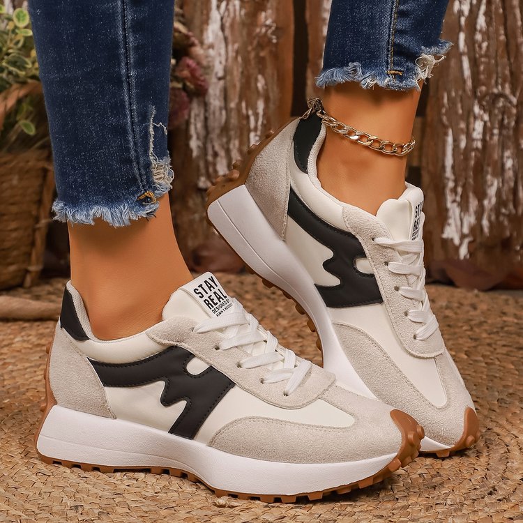 Womens Chunky - Soled Sneakers Lace - up Casual Shoes - Oopsdadforgot.com