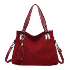 Womens Retro Tassel Zipper Suede Shoulder Crossbody Bag - Oopsdadforgot.com