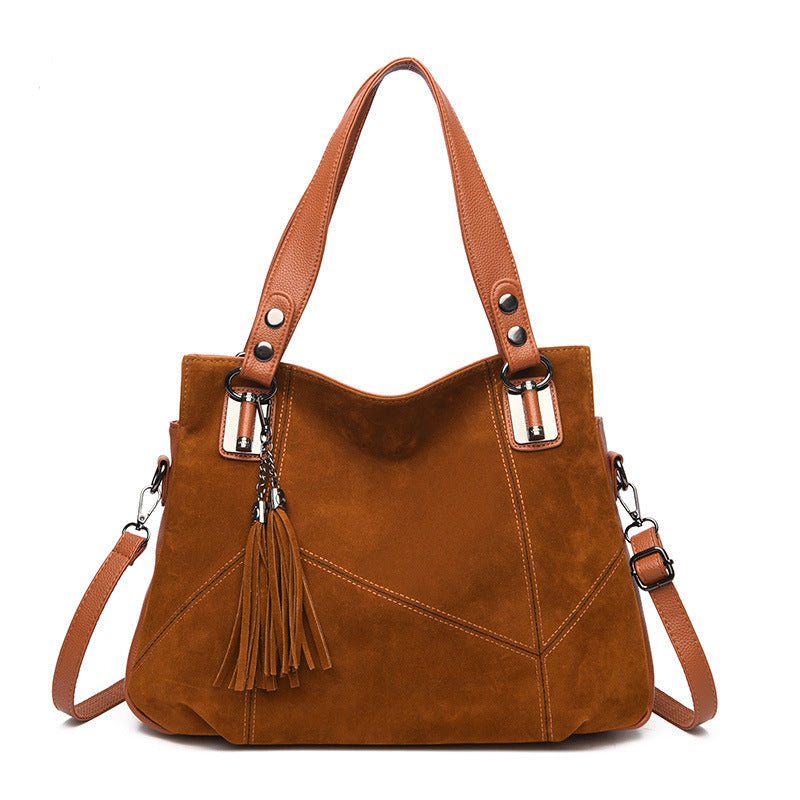 Womens Retro Tassel Zipper Suede Shoulder Crossbody Bag - Oopsdadforgot.com